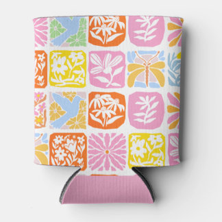 Farbenfrohe florale Tile Botanische Folk Whimsical Dosenkühler