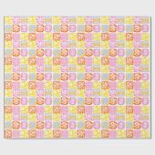 Farbenfrohe florale Tile Botanische Folk Whimsical Geschenkpapier (Flach)