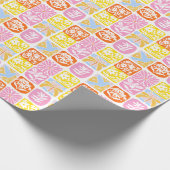 Farbenfrohe florale Tile Botanische Folk Whimsical Geschenkpapier (Ecke)