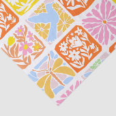 Farbenfrohe florale Tile Botanische Folk Whimsical Seidenpapier (Ausschnitt)