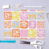 Farbenfrohe florale Tile Botanische Folk Whimsical Seidenpapier (Handwerk)