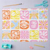 Farbenfrohe florale Tile Botanische Folk Whimsical Seidenpapier (Basteln)