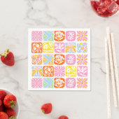 Farbenfrohe florale Tile Botanische Folk Whimsical Serviette (Beispiel)