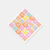 Farbenfrohe florale Tile Botanische Folk Whimsical Serviette (Ecke)