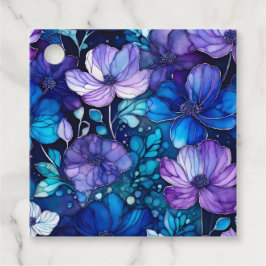 Farbenfrohe florale Tinte Art Geschenk Tags Geschenkanhänger