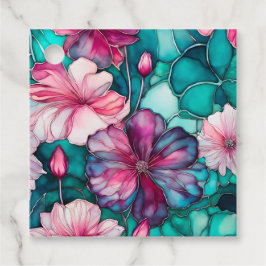 Farbenfrohe florale Tinte Art Geschenk Tags Geschenkanhänger