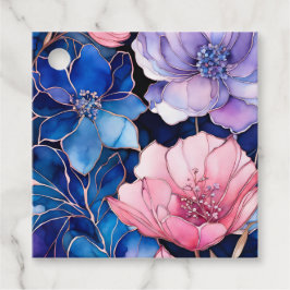 Farbenfrohe florale Tinte Art Geschenk Tags Geschenkanhänger