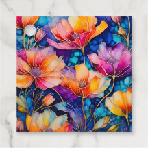 Farbenfrohe florale Tinte Art Geschenk Tags