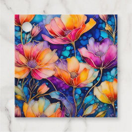 Farbenfrohe florale Tinte Art Geschenk Tags Geschenkanhänger