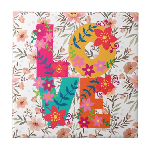Farbenfrohe florale Typografie auf Blume von Paste Fliese (Vorderseite)