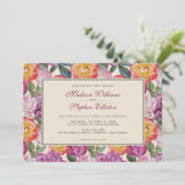 Farbenfrohe florale Wasserfarbe Bouquet - Hochzeit Einladung (Stehend Vorderseite)