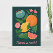 Farbenfrohe florale Zitrusfrüchte Orange Lemon Gra Dankeskarte (Vorderseite)