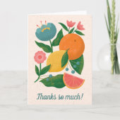Farbenfrohe florale Zitrusfrüchte Orange Lemon Gra Dankeskarte (Vorderseite)