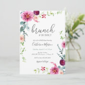 Farbenfrohe Florals Brunch und Bubbly Brautparty Einladung (Stehend Vorderseite)