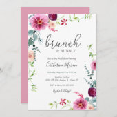 Farbenfrohe Florals Brunch und Bubbly Brautparty Einladung (Vorne/Hinten)