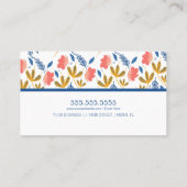 Farbenfrohe Florals Grüne Gartenmuster Visitenkarte (Rückseite)