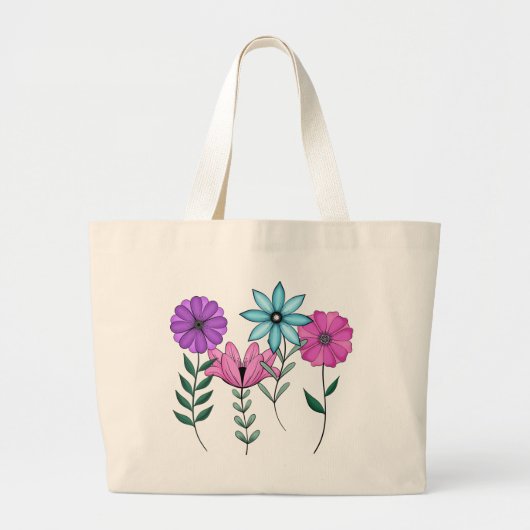 farbenfrohe Florals Jumbo Stoffbeutel (Vorne)