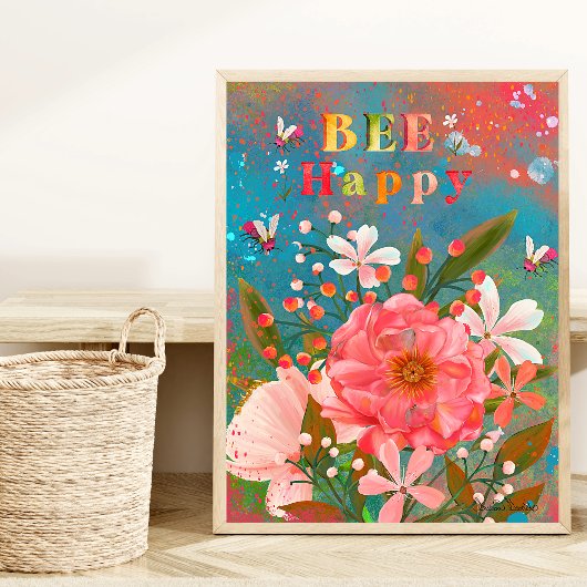 Farbenfrohe Florals rosa Inspiration Poster