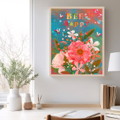 Farbenfrohe Florals rosa Inspiration Poster