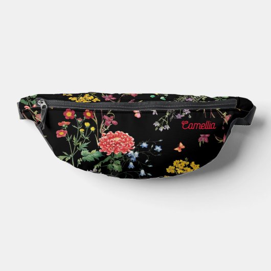 Farbenfrohe FLower Garden Hand Zeichnend Schwarz C Bauchtasche (Ablage )