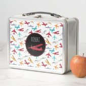 Farbenfrohe Flugzeuge Muster Individuelle Name Metall Brotdose (Beispiel)