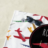 Farbenfrohe Flugzeuge Muster Individuelle Name Strandtuch (Beispiel)