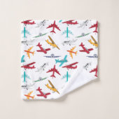 Farbenfrohe Flugzeuge Muster Kinder Bad Badhandtuch Set (Waschlappen)
