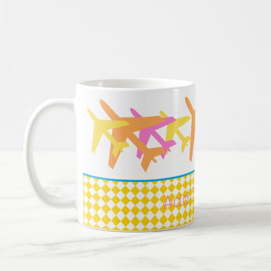 Farbenfrohe Flugzeuge reisen Crew Custom Text Kaffeetasse (Links)