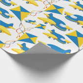 Farbenfrohe Flugzeuge und Kites Kindermuster Geschenkpapier (Ecke)