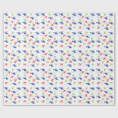 Farbenfrohe Flugzeuge und Wolken, Niedlicher Aviat Geschenkpapier (Flach)