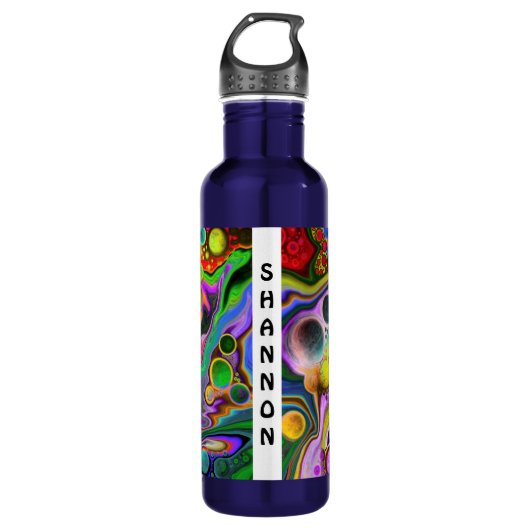 Farbenfrohe Fluid Art Marmorroute Personalisiert Edelstahlflasche (Vorderseite)