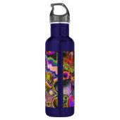 Farbenfrohe Fluid Art Marmorroute Personalisiert Edelstahlflasche (Rückseite)