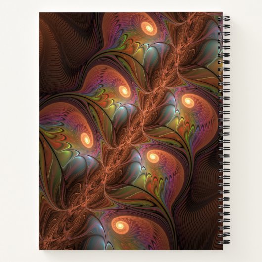 Farbenfrohe Fluoreszenzfarbstoff Abstrakt-brauner Notizblock (Rückseite)