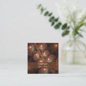 Farbenfrohe fluoreszierende Abstrakte braune Frakt Quadratische Visitenkarte (Stehend Vorderseite)