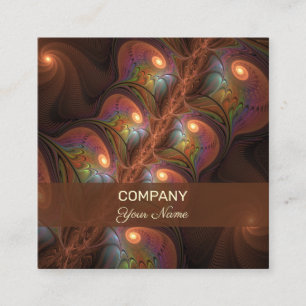Farbenfrohe fluoreszierende Abstrakte braune Frakt Quadratische Visitenkarte