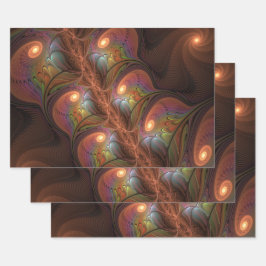 Farbenfrohe fluoreszierende Abstrakte Moderne Brau Geschenkpapier Set