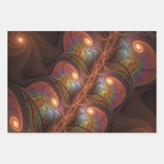 Farbenfrohe fluoreszierende Abstrakte Moderne Brau Geschenkpapier Set (Vorderseite 2)