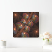 Farbenfrohe fluoreszierende Abstrakte Moderne Brau Quadratische Wanduhr (Zuhause)