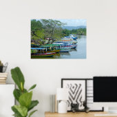 Farbenfrohe Flussboote Negril Jamaica Foto Poster (Heimbüro)