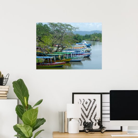 Farbenfrohe Flussboote Negril Jamaica Foto Poster (Heimbüro)