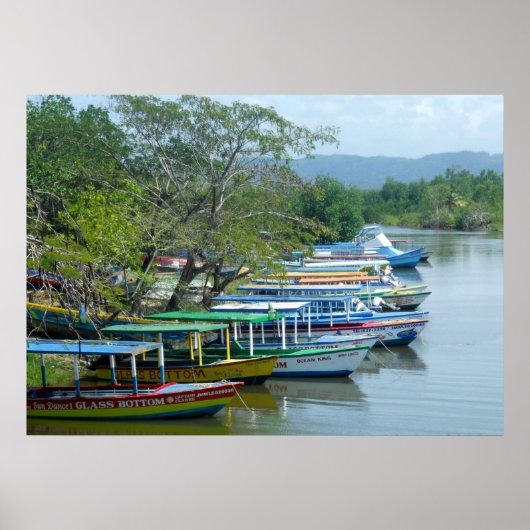 Farbenfrohe Flussboote Negril Jamaica Foto Poster (Vorne)