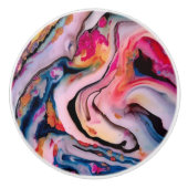 Farbenfrohe flüssige Marmorabstraktion Keramikknauf (Vorderseite)