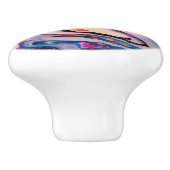 Farbenfrohe flüssige Marmorabstraktion Keramikknauf (Seitenansicht)