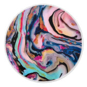 Farbenfrohe flüssige Marmorabstraktion Keramikknauf (Vorderseite)