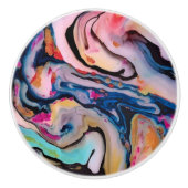 Farbenfrohe flüssige Marmorabstraktion Keramikknauf (Vorderseite)