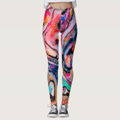 Farbenfrohe flüssige Marmorabstraktion Leggings (Vorderseite)