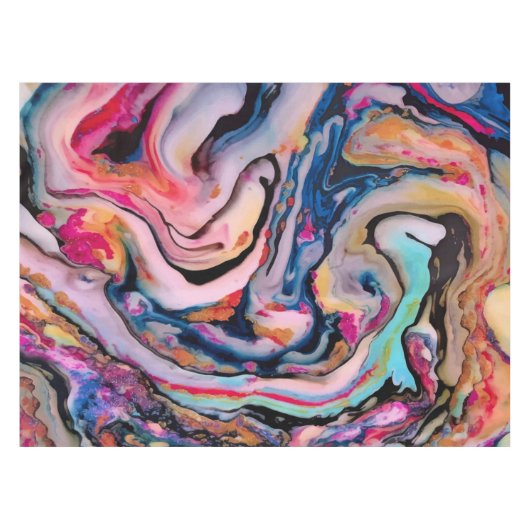 Farbenfrohe flüssige Marmorabstraktion Tischdecke (Vorderseite (Horizontal))