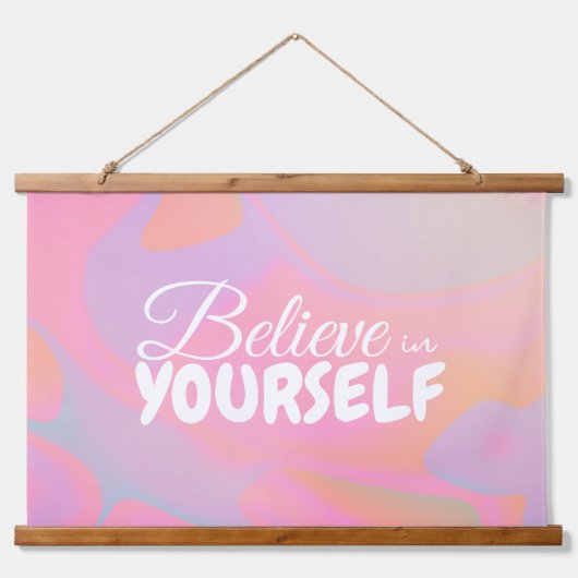 Farbenfrohe, flüssige Swirl-Ästhetik Wandteppich Mit Holzrahmen (Vorne)