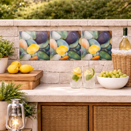 Farbenfrohe Flusssteine Bunte Kieselsteine Fliese