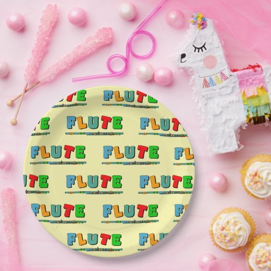 Farbenfrohe Flute Pappteller (Party)